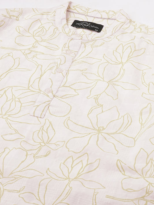 White Wildflower Sketch Kurta