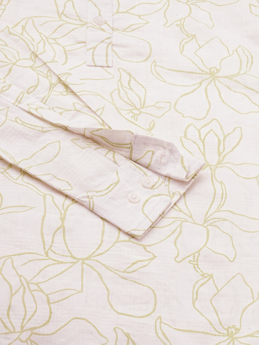 White Wildflower Sketch Kurta