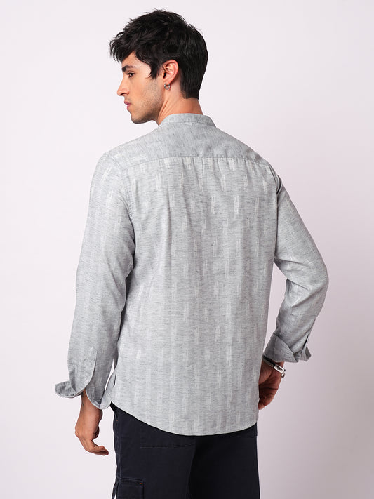 Ash Grey Linear Textured Kurta