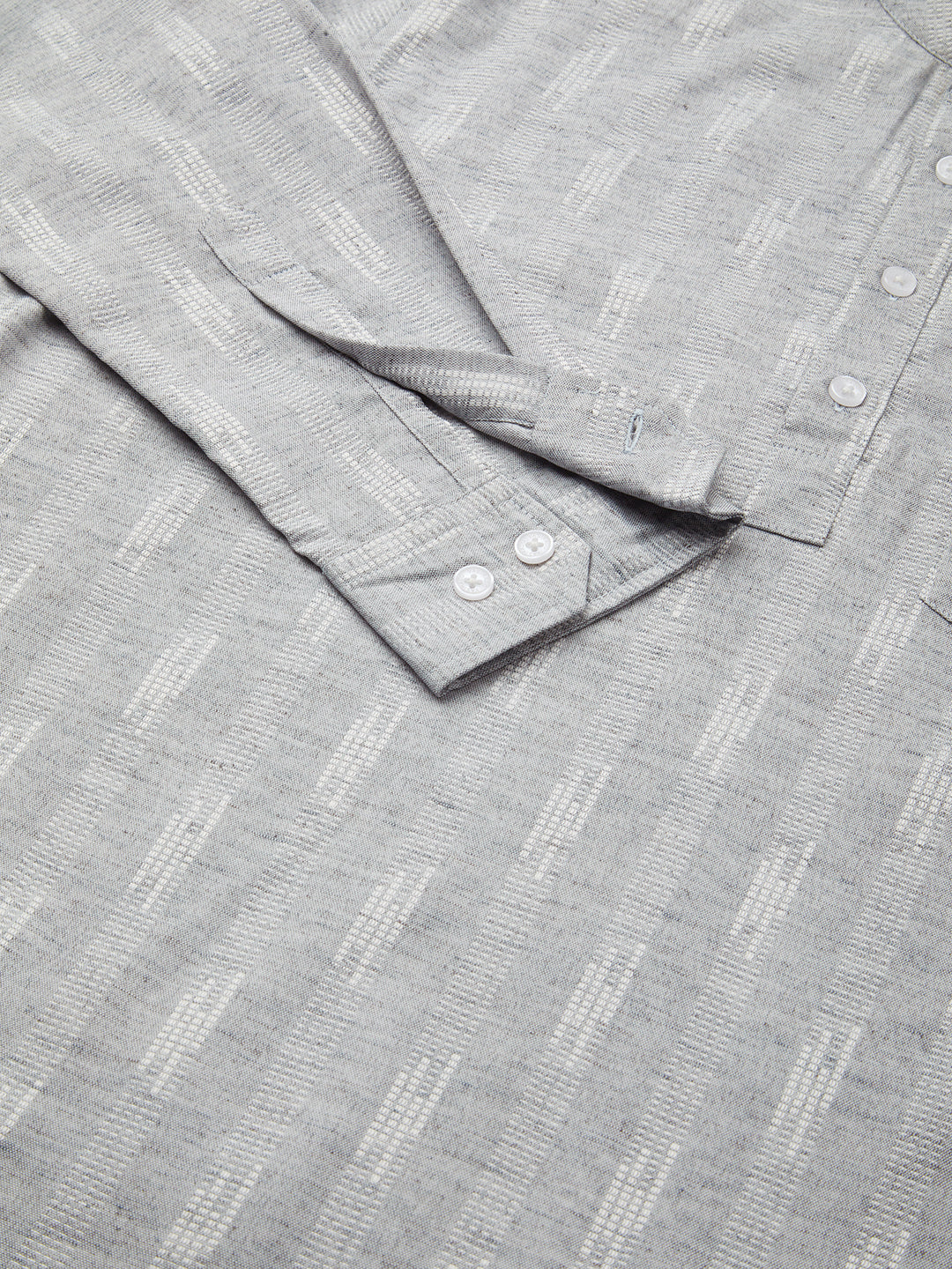 Ash Grey Linear Textured Kurta