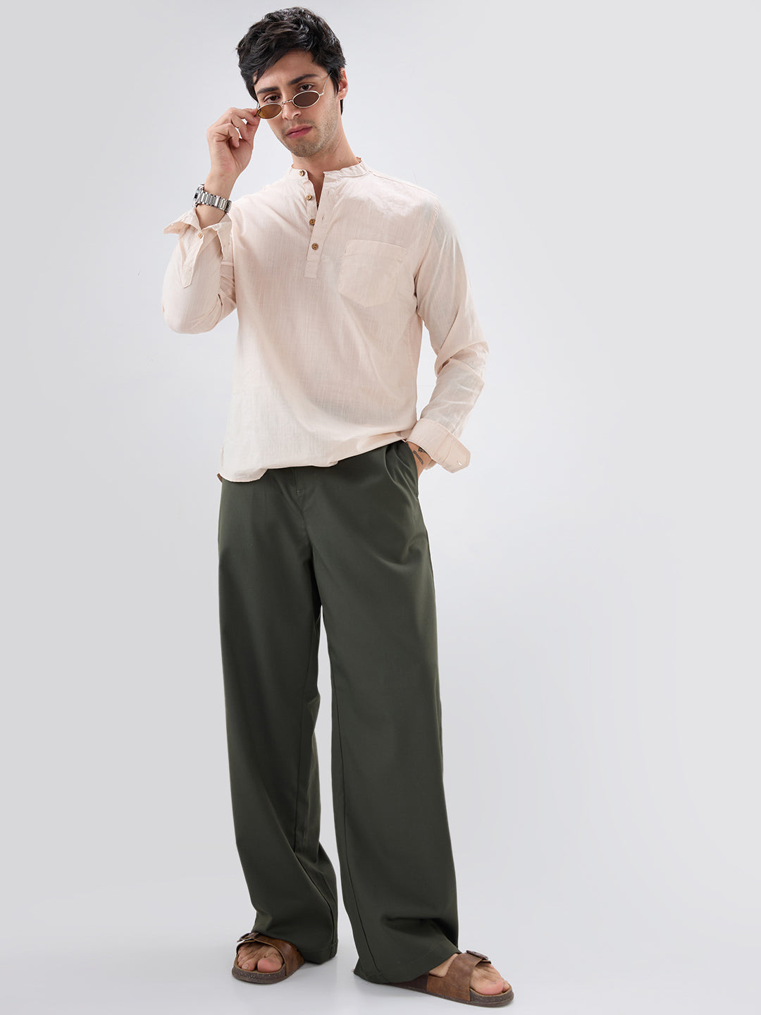 Alabaster Cream Slub Textured Kurta