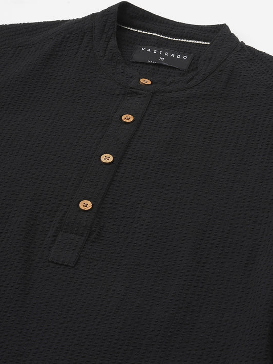 Ash Pinbar Black Seersucker Kurta