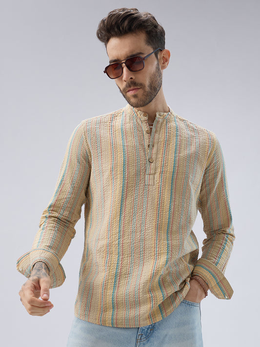 Multicolor Sundown Seersucker Striped Kurta