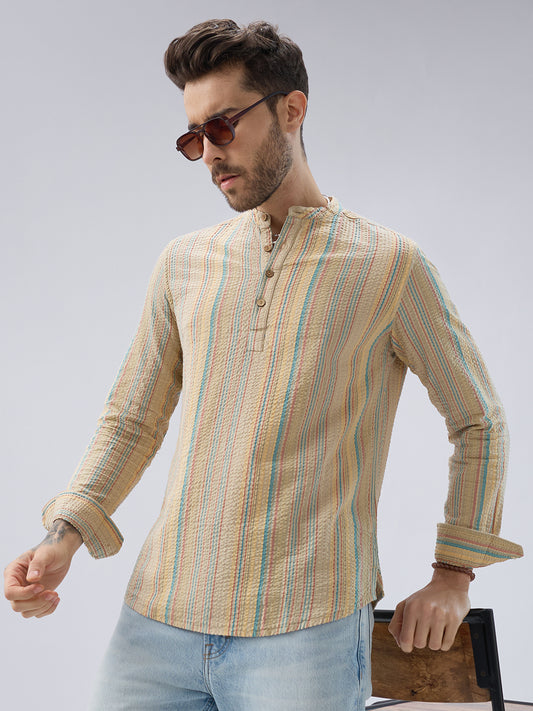 Multicolor Sundown Seersucker Striped Kurta