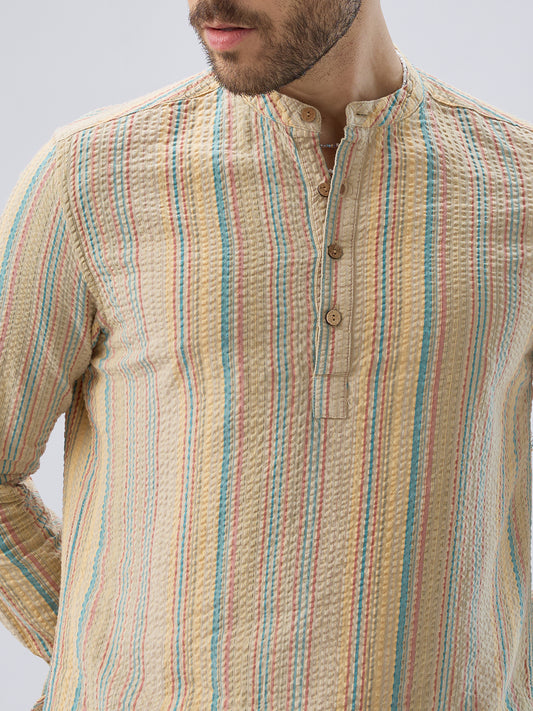 Multicolor Sundown Seersucker Striped Kurta