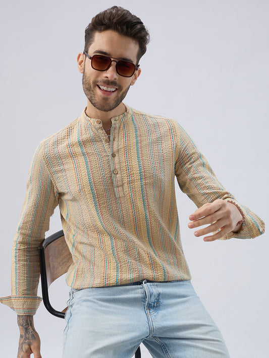 Multicolor Sundown Seersucker Striped Kurta