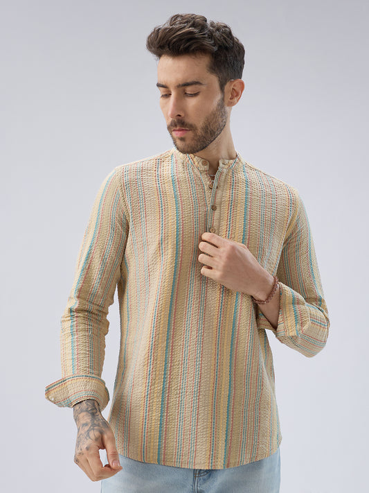 Multicolor Sundown Seersucker Striped Kurta