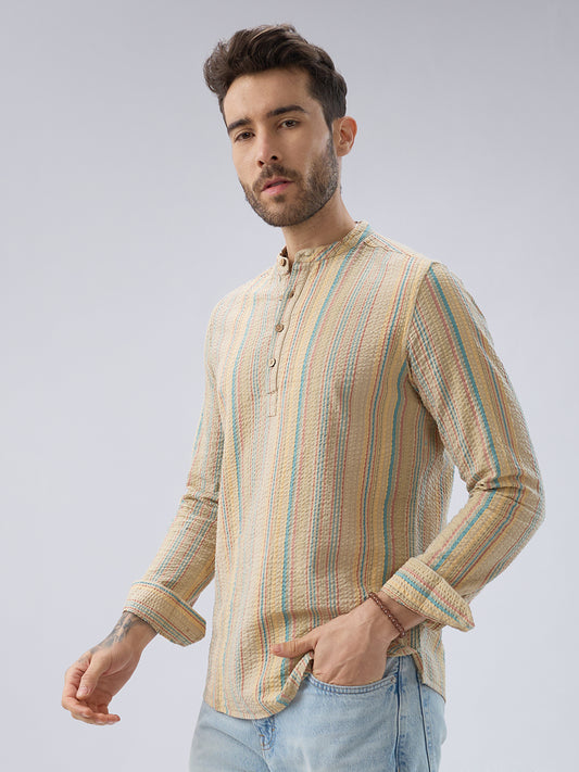 Multicolor Sundown Seersucker Striped Kurta