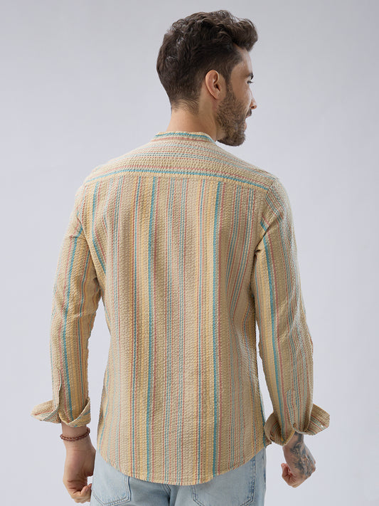 Multicolor Sundown Seersucker Striped Kurta