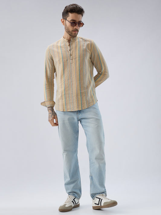 Multicolor Sundown Seersucker Striped Kurta