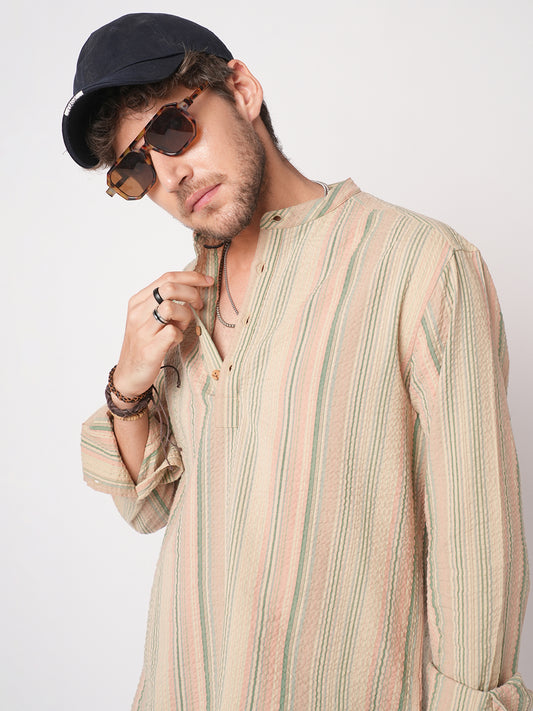 Nomad Stripe Fusion Seersucker Kurta