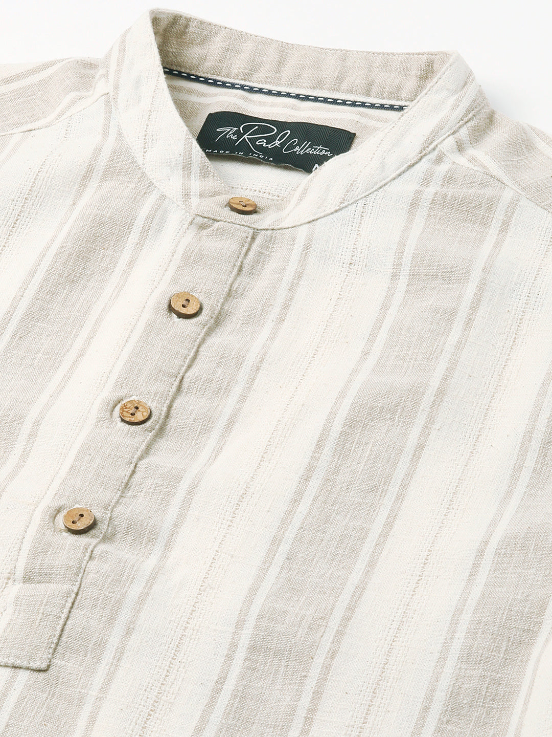 Rustic Sand Beige Vertical Striped Kurta