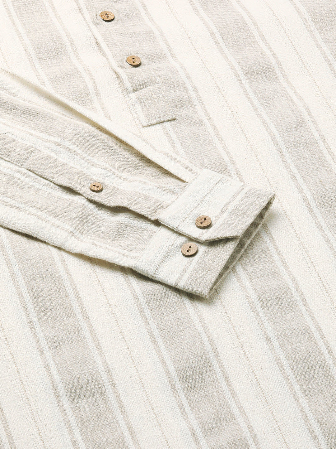 Rustic Sand Beige Vertical Striped Kurta