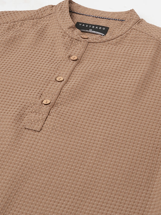 Muted Brown Dot Embossed Kurta