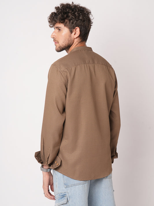 Muted Brown Dot Embossed Kurta