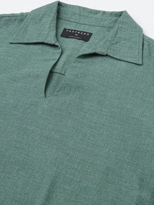 Emerald Green Chambray Oversized Polo Shirt