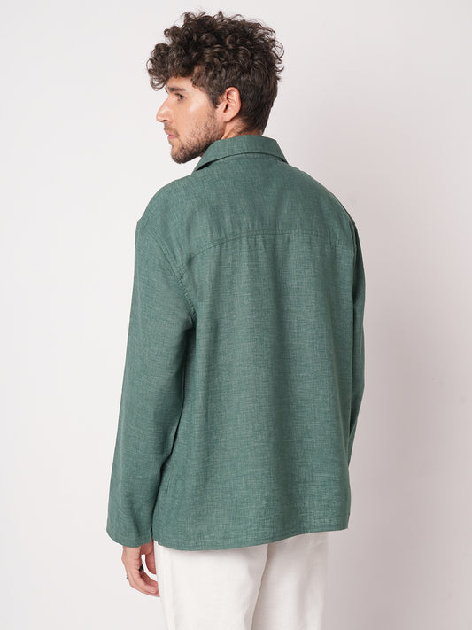 Emerald Green Chambray Oversized Polo Shirt