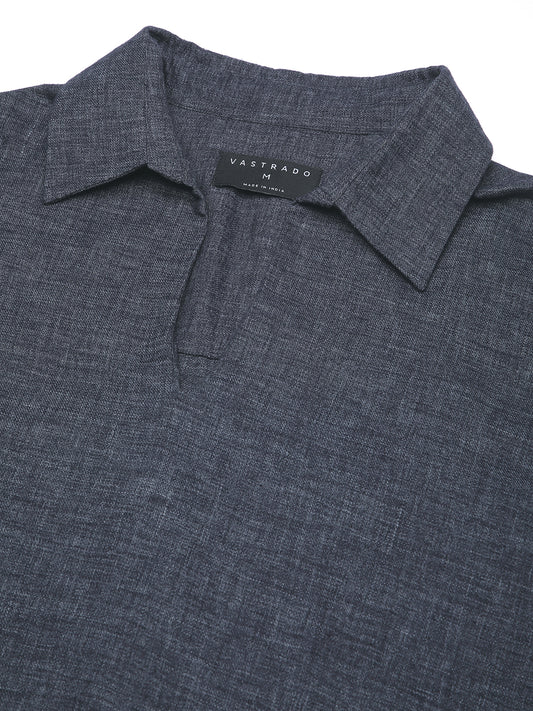 Onyx Grey Chambray Oversized Polo Shirt