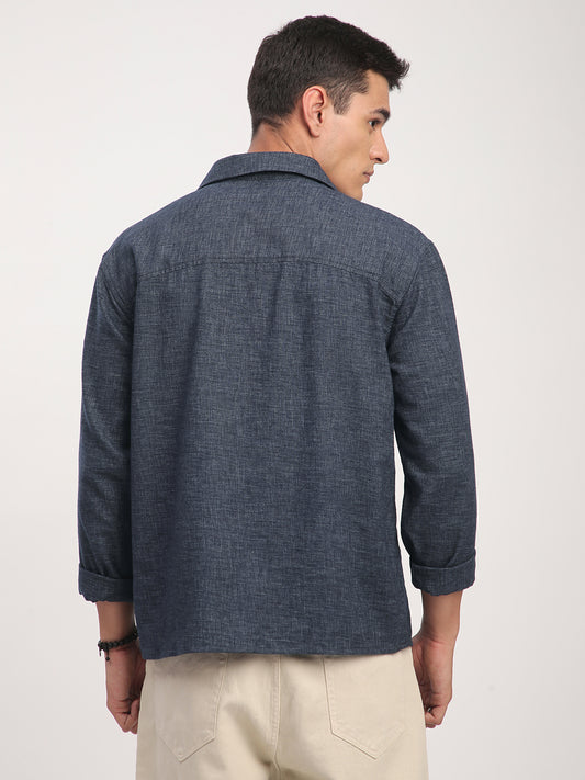 Onyx Grey Chambray Oversized Polo Shirt