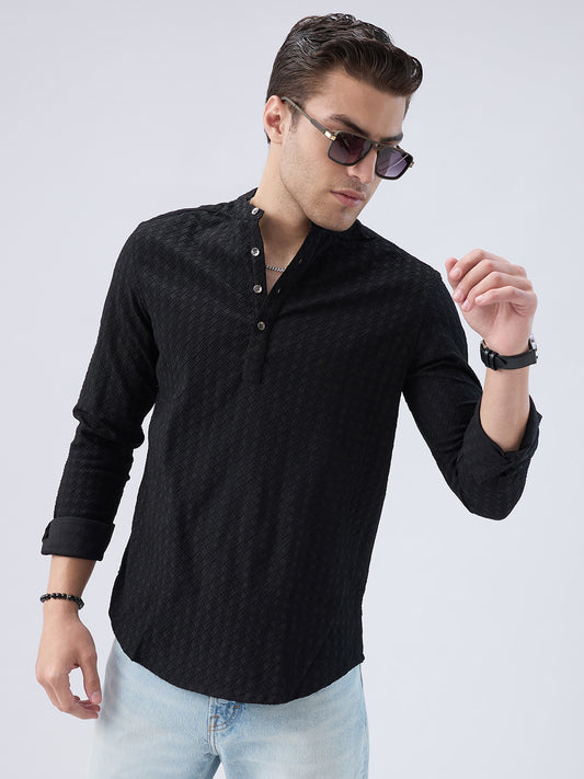 Black Diamond Textured Kurta