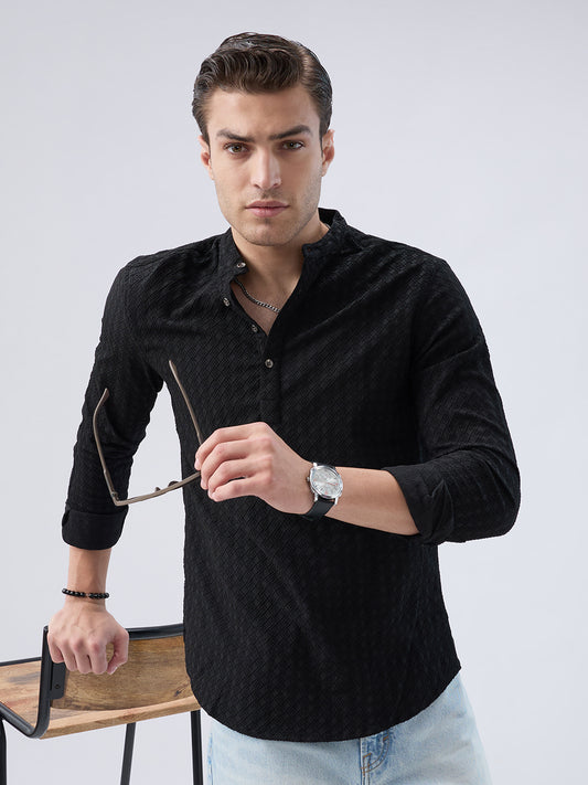Black Diamond Textured Kurta