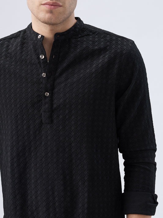 Black Diamond Textured Kurta