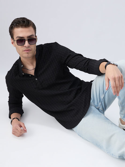 Black Diamond Textured Kurta