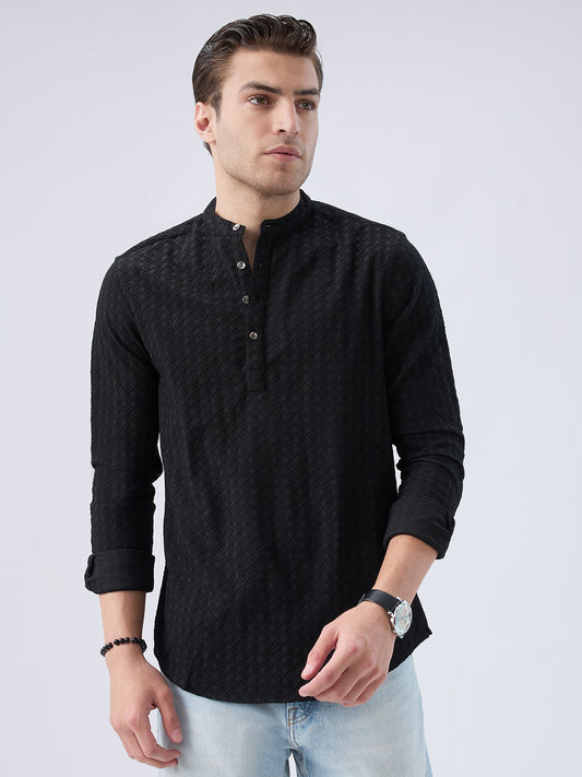 Black Diamond Textured Kurta