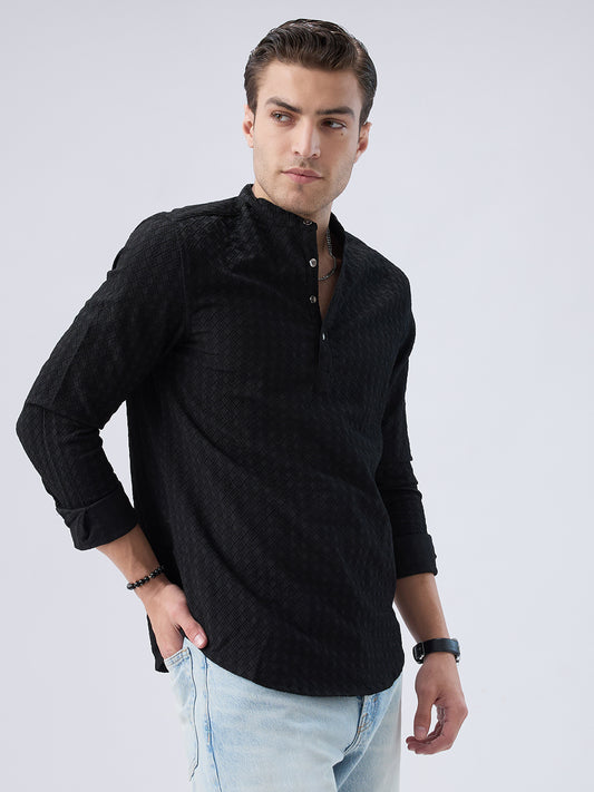 Black Diamond Textured Kurta