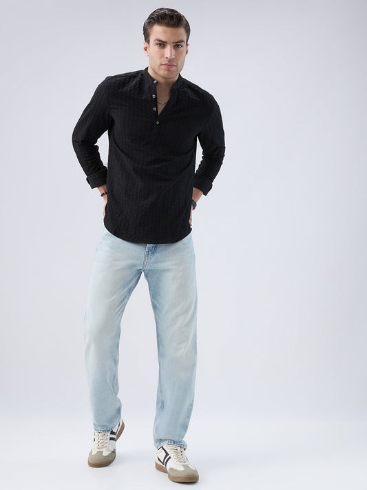 Black Diamond Textured Kurta