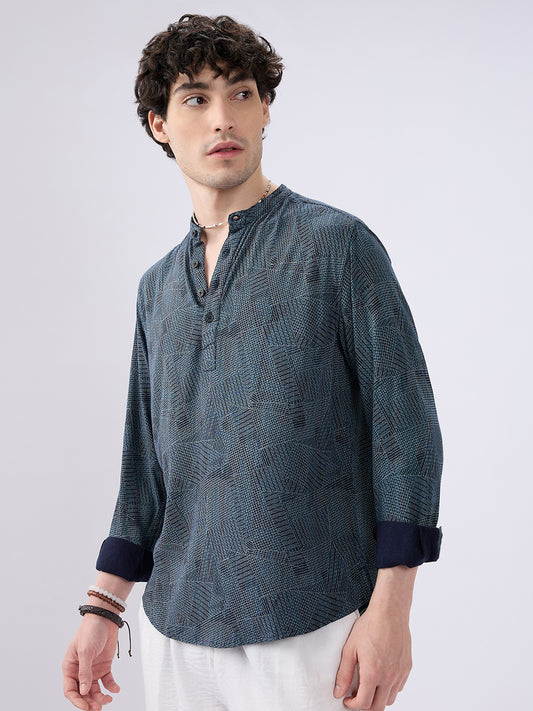 Classic Blue Web Printed Kurta