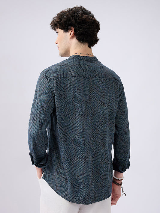 Classic Blue Web Printed Kurta