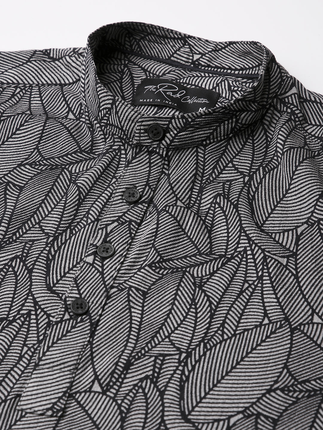 Monochrome Palm Leaf Printed Kurta