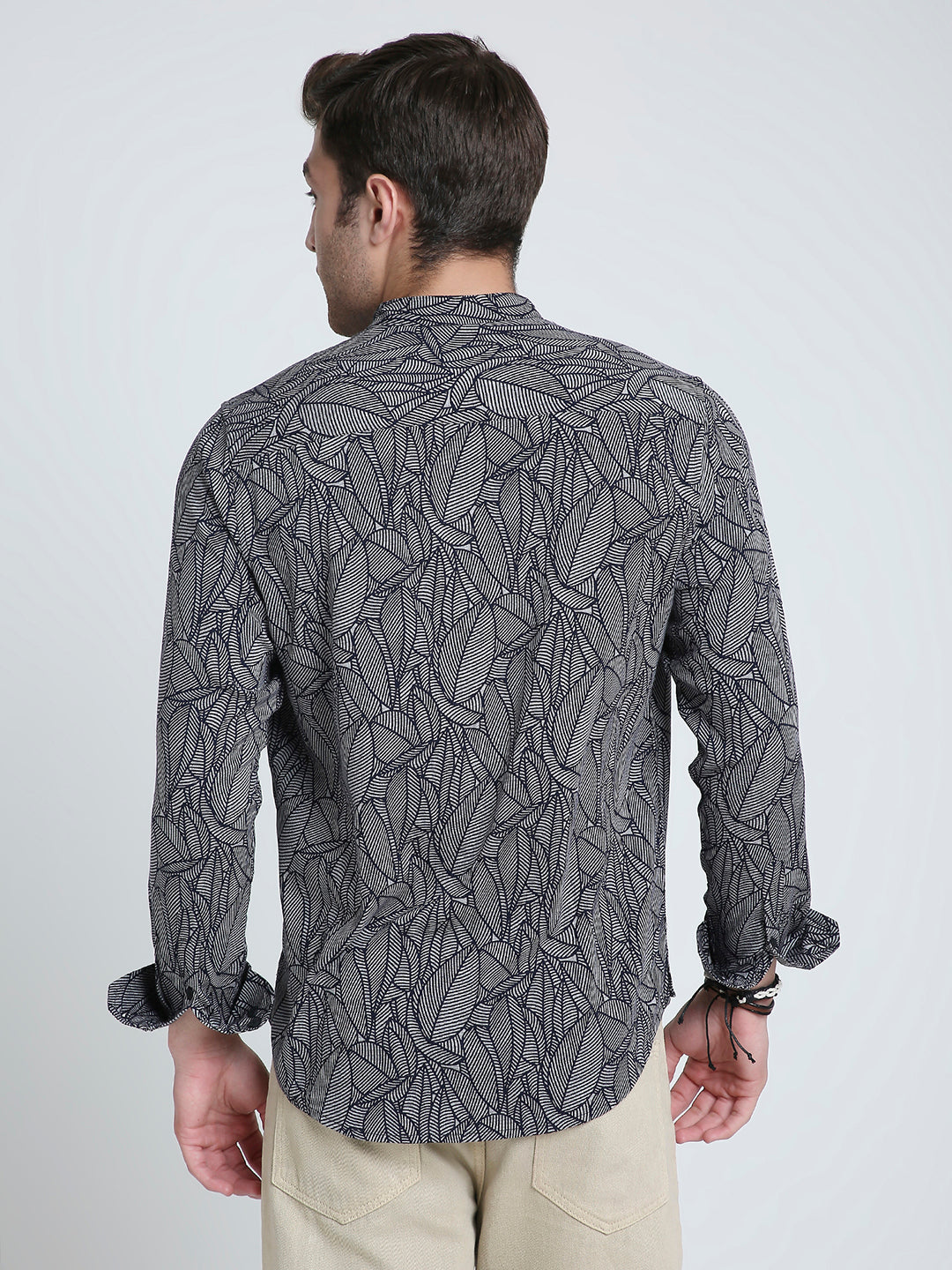 Monochrome Palm Leaf Printed Kurta