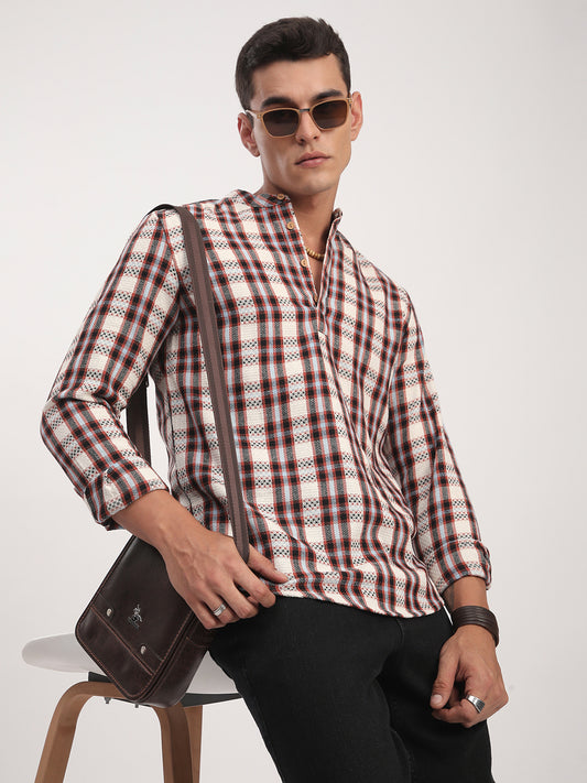 Autumn Grid Multicolor Checks Kurta