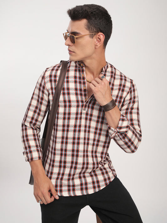 Autumn Grid Multicolor Checks Kurta