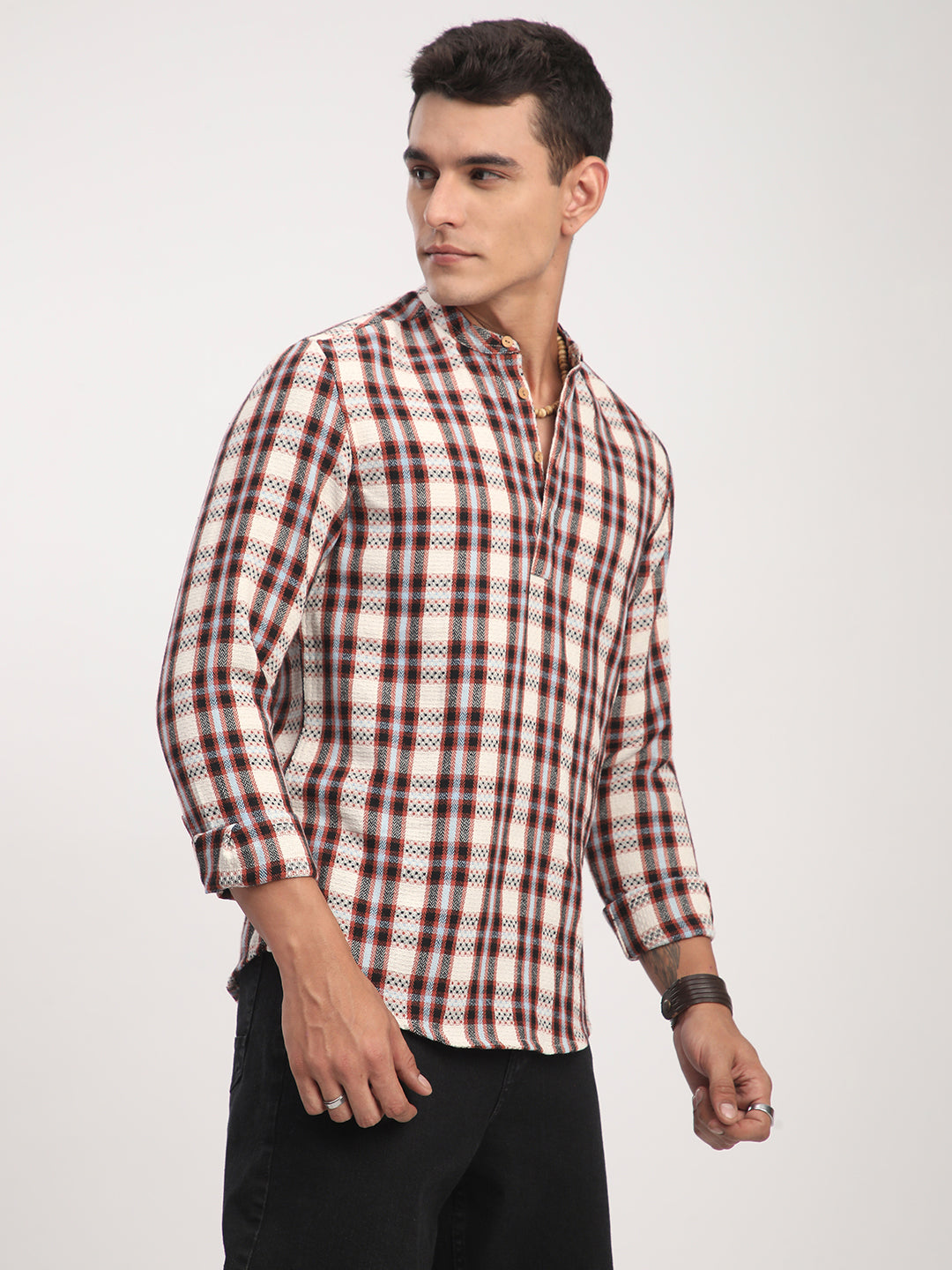 Autumn Grid Multicolor Checks Kurta