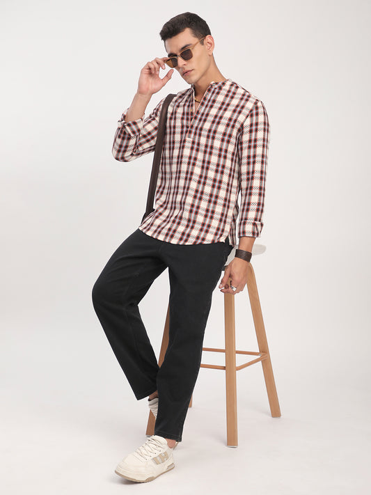 Autumn Grid Multicolor Checks Kurta