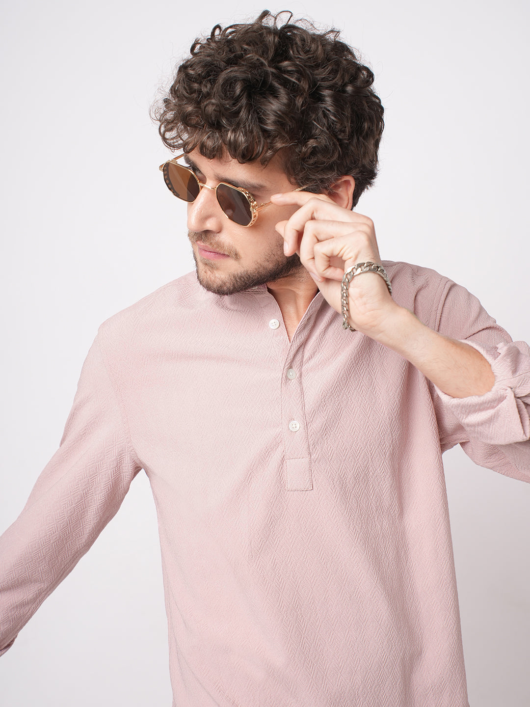 Blush Pink Diamond Weave Kurta