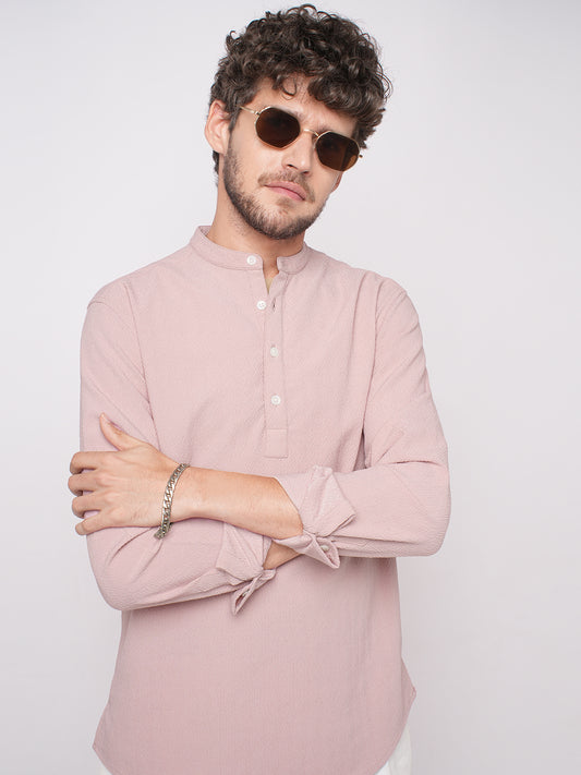 Blush Pink Diamond Weave Kurta