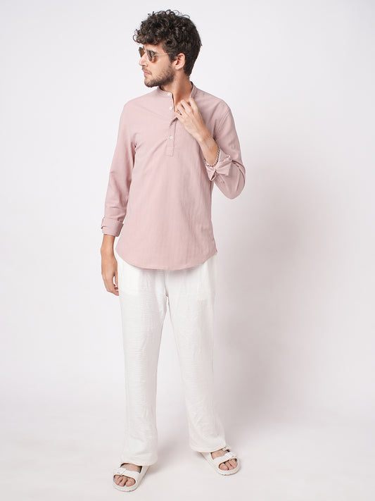 Blush Pink Diamond Weave Kurta
