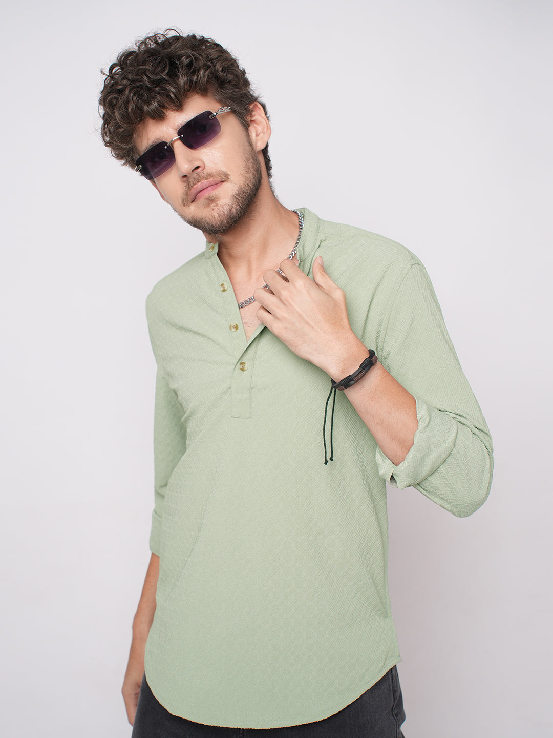 Timeless Sage Green Textured Kurta