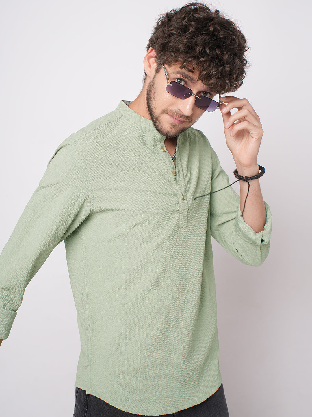 Timeless Sage Green Textured Kurta