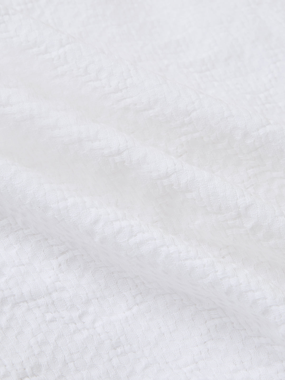 White Artisan Loop Weave Crochet Oversized Polo shirt