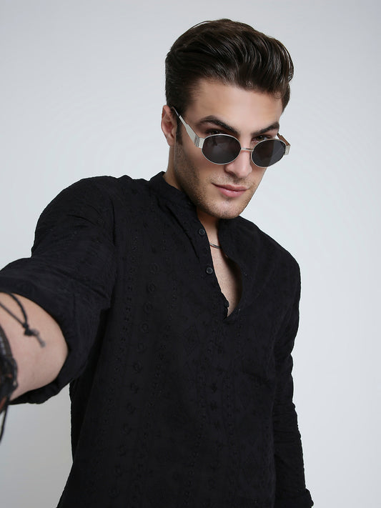 Classic Blackout Embroidered Kurta