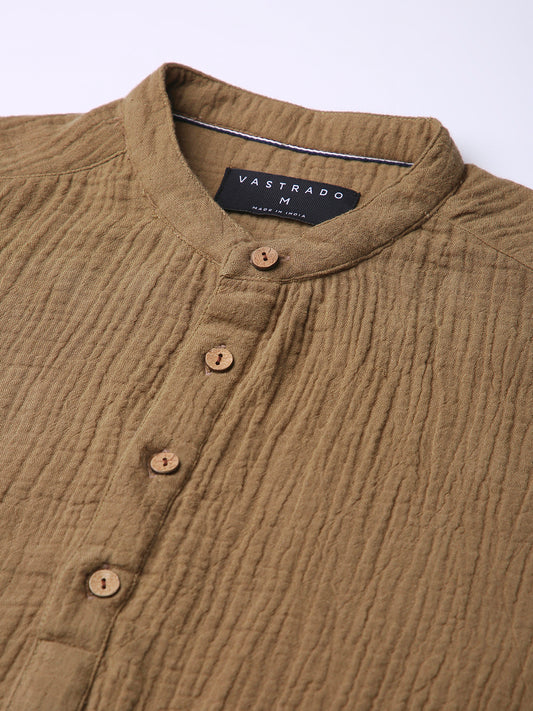 Sepia Brown Solid Double Cloth Kurta