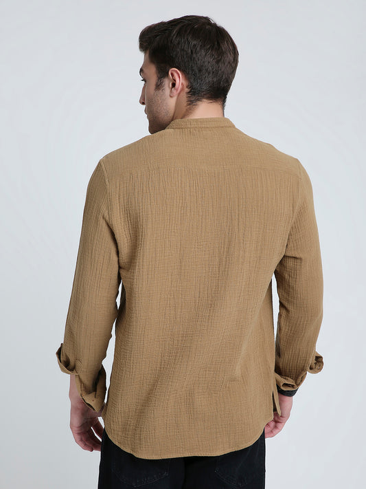 Sepia Brown Solid Double Cloth Kurta