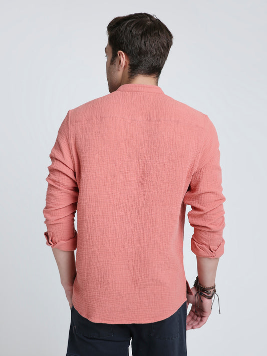 Solid Coral Double Cloth Kurta