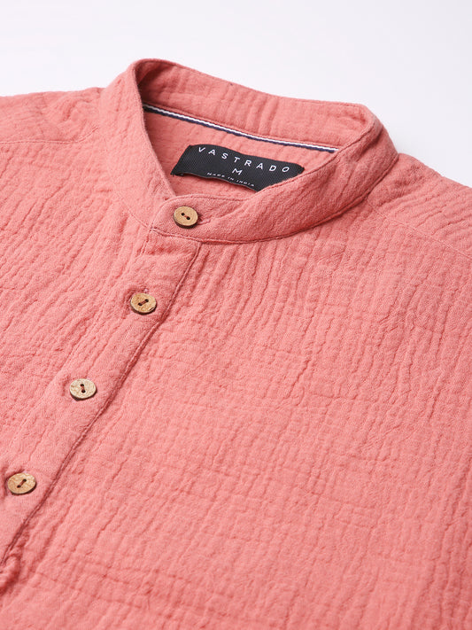 Solid Coral Double Cloth Kurta
