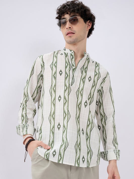 Nomad Green Motif Printed Kurta